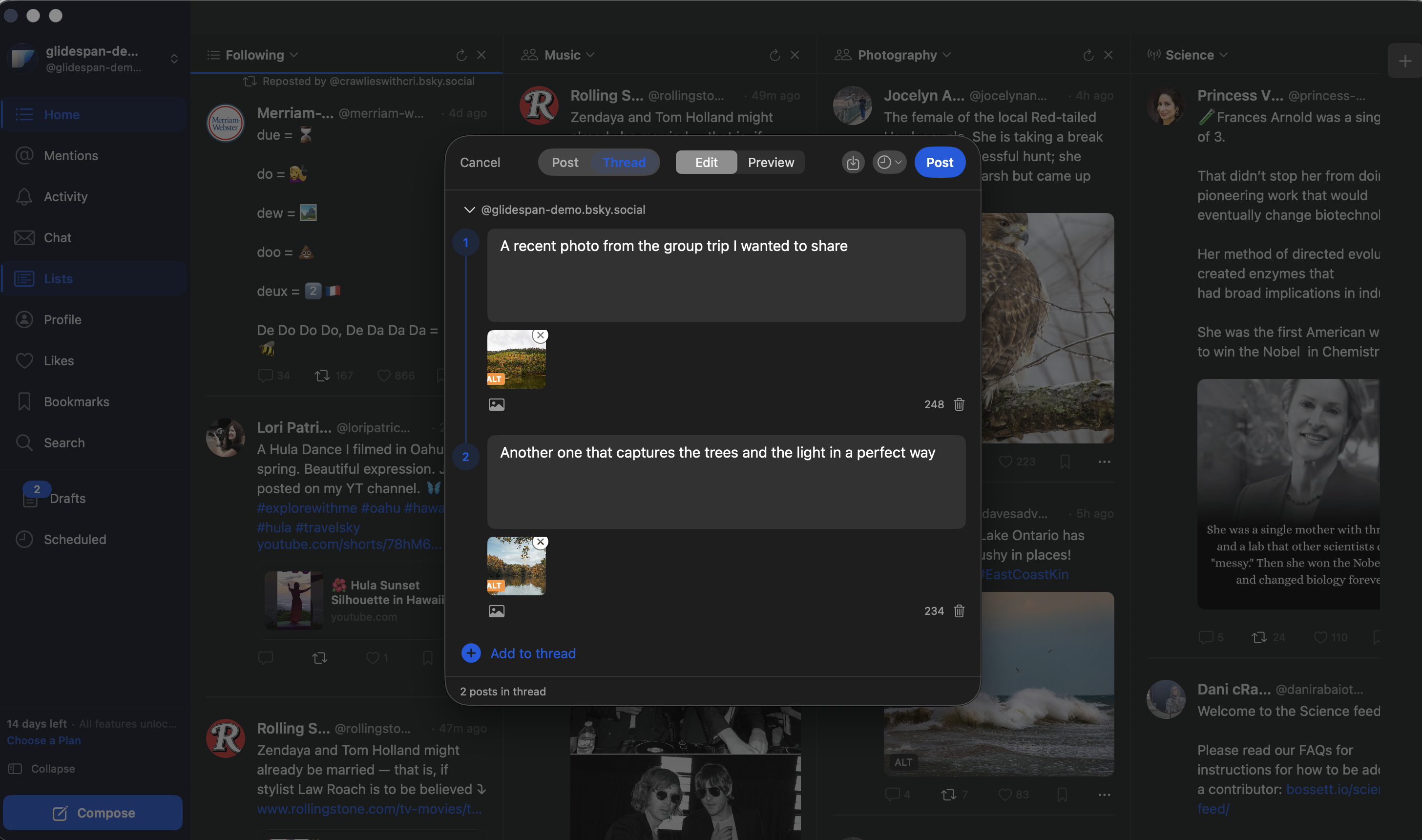 Thread composer with preview
